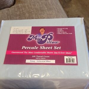 King Sz.Percale Sheet Set - Celestial Blue/ NWT/ COMFY!